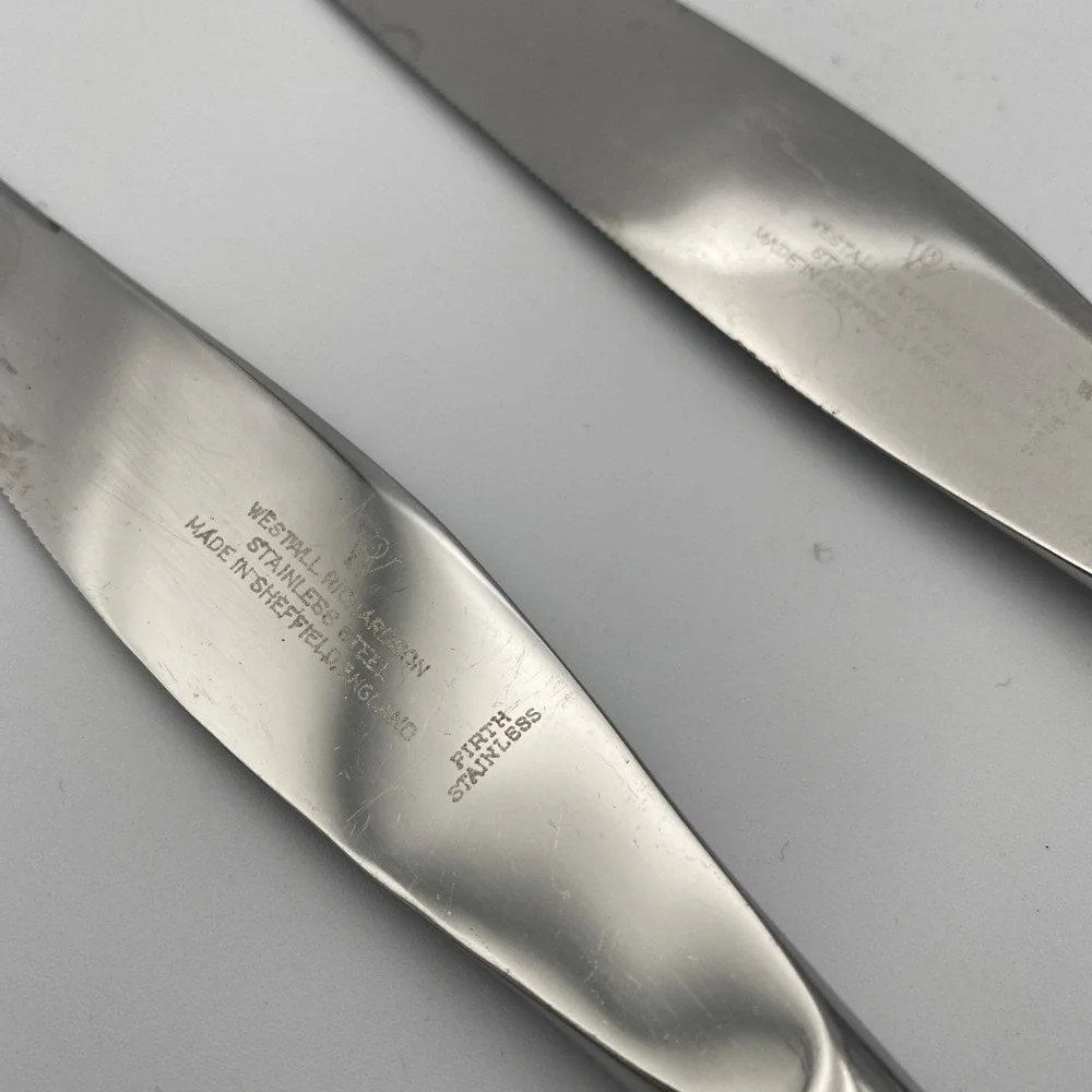 Lot of 2 Westall Richardson Knife Sheffield England Wood‎ Handle Firth Stainless